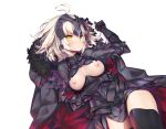  armor blush breasts fate/grand_order fate_(series) hong_(white_spider) jeanne_d&#039;arc_alter nipples no_bra thighhighs white yellow_eyes 
