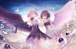  2girls building dress original sky tagme_(artist) wings 