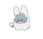  1boy ametaro_(ixxxzu) animal_costume blue_hair boku_no_hero_academia light_blue_hair male_focus rabbit_costume red_eyes severed_hand shigaraki_tomura short_hair simple_background solo white_background wrinkled_skin 