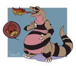  2021 3_fingers 3_toes abdominal_bulge absurd_res after_vore ambiguous_gender anthro anthro_pred anthro_prey belly big_belly biped black_body black_scales brown_body brown_scales burping claws crocodile crocodilian crocodylid cutaway digital_drawing_(artwork) digital_media_(artwork) duo eskaria145 fangs feet feral feral_prey finger_claws fingers fire front_view hand_on_stomach hi_res internal krokorok larger_pred long_tail nintendo open_mouth oral_vore organs overweight pansear pink_belly pink_body pink_scales pok&eacute;mon pok&eacute;mon_(species) reptile scales scalie signature simple_background smaller_prey soft_vore solo_focus spikes spikes_(anatomy) spiral_eyes stomach striped_body striped_scales stripes teeth toe_claws toes tongue tongue_out video_games vore 