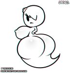  accessory big_breasts big_butt breasts butt carrie_krueger cartoon_network digital_media_(artwork) female ghost hair_accessory hand_on_hip hi_res looking_at_viewer nipples not_furry nude simple_background solo spaca spirit the_amazing_world_of_gumball 