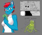  2021 amphibian anthro breasts caviid domestic_cat english_text featureless_breasts felid feline felis female feral flowerimh frog guinea_pig kermit_the_frog living_machine living_train living_vehicle machine male mammal money muppets parody profanity pui_pui_molcar rodent suspiciously_wealthy_furry text vehicle 