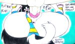  anthro canid canine clothed clothing felid feline female hair mammal simple_background tem temmie_(undertale) text theloanwanderer216 undertale video_games white_body 