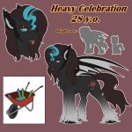  1:1 2020 bat_pony black_body black_fur blep blue_eyes brown_mane brown_tail chest_tuft cutie_mark english_text equid fan_character fangs feral fkk fur hasbro heavy_celebration hi_res highlights_(coloring) male mammal mane membrane_(anatomy) membranous_wings model_sheet multicolored_body multicolored_fur my_little_pony pink_background pupils quadruped simple_background slit_pupils solo teal_highlights text tongue tongue_out tuft white_body white_fur white_wings wings 