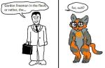  2020 anthro better_version_at_source blep briefcase clothed clothing comic costume dialogue duo english_text eyewear felid fursuit glasses gman gordon_freeman half-life human humor low_res male mammal necktie pantherine parody simple_background standing suit surskip text tongue tongue_out video_games white_background 