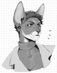  2021 almee anthro clothed clothing digital_media_(artwork) ear_piercing ear_ring hi_res male monochrome piercing smile solo 