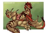  animal_genitalia animal_penis anus capcom darkenstardragon dragon feral flying_wyvern genitals knot monster_hunter penis rath_wyvern rathalos ridged_penis simple_background video_games wings 