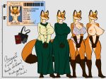  anthro big_breasts braided_hair braided_ponytail breasts canid canine college_student curvy_figure female female/female fox hair mammal model_sheet solo tabitha_(wsad) wsad_(artist) 