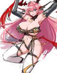  1girl armpits bare_shoulders black_gloves blue_eyes breasts character_request dungeon_and_fighter elbow_gloves gloves large_breasts long_hair looking_at_viewer open_mouth pink_hair sketch smile snowball22 solo thigh_strap thighhighs thighs 
