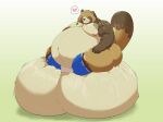  &lt;3 2021 anthro balls belly big_balls blush brown_body brown_fur canid canine fur genitals gyobu hi_res huge_balls hyper hyper_balls hyper_genitalia kemono leaf male mammal moobs navel nipples obese obese_male overweight overweight_male raccoon_dog senakun0530 sitting solo tanuki tokyo_afterschool_summoners video_games 