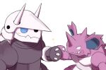  absurd_res aggron ambiguous_gender blush chiwidth claws duo feral fist_bump gesture hi_res nidoking nintendo pok&eacute;mon pok&eacute;mon_(species) semi-anthro sharp_claws sharp_teeth teeth video_games 