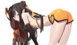  ass black_hair elbow_gloves freng gloves long_hair navel orange_eyes shorts tagme_(character) white 