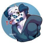  &lt;3 2021 anthro biped black_eyebrows blep blue_background blue_clothing blue_ears blue_hoodie blue_markings blue_nose blue_spots blue_topwear border bust_portrait canid canine canis cheek_tuft clothed clothing dalmatian digital_drawing_(artwork) digital_media_(artwork) domestic_dog ear_tuft eyebrows facial_markings facial_tuft floppy_ears fur fur_markings fur_tuft green_eyes happy head_markings head_tuft hi_res hoodie icon lex08 looking_at_viewer male mammal markings nozomyarts number portrait red_tongue sea_salt side_view silly simple_background smile smiling_at_viewer solo spots spotted_body spotted_fur standing tan_tongue text three-quarter_view tongue tongue_out topwear tuft url watermark white_body white_border white_fur white_text wide_eyed 