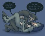  accidental_incest anthro anthro_on_anthro beastars canid canine canis dialogue duo english_text father father_and_child father_and_son fur grey_body grey_fur hi_res incest_(lore) legoshi_(beastars) male male/male mammal miyagi_(beastars) nipples nude parent parent_and_child solo son speech_bubble text unknown_artist wolf 