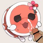  1:1 ambiguous_gender bodily_fluids censored cum cum_on_face donko_(taiko_no_tatsujin) drum duo flower genital_fluids genitals hi_res human male mammal musical_instrument open_mouth orgasm penis percussion_instrument plant rinrin_(pixiv) simple_background taiko_drum taiko_no_tatsujin video_games 