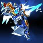  blue_eyes charging_forward clenched_hand energy_sword falsaber holding holding_sword holding_weapon kouichi_(kouichi-129) mecha no_humans science_fiction solo super_robot super_robot_wars super_robot_wars_bx sword twisted_torso weapon 