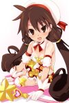  1girl alternate_costume blush breasts brown_eyes brown_hair disgaea iwashi_dorobou_-r- kazamatsuri_fuuka long_hair makai_senki_disgaea_4 open_mouth small_breasts smile twintails very_long_hair 