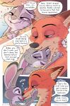  &lt;3 2021 absurd_res amadose anthro bodily_fluids canid canine dialogue digital_media_(artwork) disney duo english_text fox green_eyes hi_res judy_hopps kissing lagomorph leporid mammal nick_wilde rabbit speech_bubble sweat tears text tongue tongue_out zootopia 
