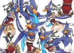  anthro armor avian beak bird blue_body blue_feathers braided_hair breath_of_the_wild butt clothed clothing english_text feathers hair male multiple_images navel nintendo popemadara revali rito scarf solo talons text the_legend_of_zelda topless video_games 