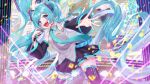  aqua_eyes aqua_hair hatsune_miku long_hair microphone peta_(snc7) skirt twintails vocaloid 