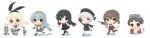  6+girls akagi_kurage asashio_(kantai_collection) bangs black_dress black_hair black_legwear blonde_hair blue_skirt braid brown_hair chibi closed_mouth diving_mask diving_mask_on_head dress elbow_gloves eyebrows_visible_through_hair gloves grey_hair grey_skirt hair_between_eyes hair_ornament hair_scrunchie hairband hat headgear highres innertube kantai_collection long_hair long_sleeves maru-yu_(kantai_collection) multiple_girls one_eye_closed open_mouth pinafore_dress rensouhou-chan sailor_collar sailor_dress sailor_hat school_uniform scrunchie serafuku shimakaze_(kantai_collection) short_hair silver_hair simple_background single_braid skirt striped striped_legwear suspender_skirt suspenders taihou_(kantai_collection) thighhighs white_background yamagumo_(kantai_collection) z1_leberecht_maass_(kantai_collection) 