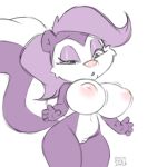  1:1 anthro big_breasts breasts female fifi_la_fume genitals mammal mephitid nipples nude pussy skunk solo tiny_toon_adventures warner_brothers wide_hips xylas 