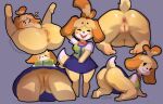  absurd_res animal_crossing anthro anus big_butt blush bodily_fluids bodily_fluids_in_pussy breasts butt canid canine canis clothed clothing domestic_dog female fur genitals glistening glistening_butt hi_res isabelle_(animal_crossing) lewdzure looking_at_viewer looking_back mammal mostly_nude nintendo nipples nude partially_clothed presenting presenting_hindquarters presenting_pussy pussy raised_tail shih_tzu simple_background smile solo thick_thighs toy_dog video_games yellow_body yellow_fur 
