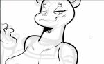  2020 anthro brand_new_animal breasts digital_media_(artwork) eyelashes female mammal marie_itami mink mustelid musteline nipples nude samoyena simple_background sketch smile smug solo studio_trigger unfinished 