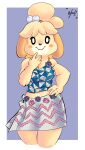  absurd_res animal_crossing anthro big_breasts bottomwear breasts clothing colored cosplay digital_media_(artwork) female flower hi_res isabelle_(animal_crossing) jojo&#039;s_bizarre_adventure nintendo panthera_cantus plant pose rose_(flower) skirt smiling_at_viewer solo thick_thighs topwear video_games 