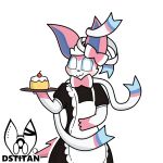  1:1 alpha_channel blush cake clothing costume dessert digital_media_(artwork) dress dstitan eeveelution food furryart maid_uniform nintendo pok&eacute;mon pok&eacute;mon_(species) stare sylveon uniform video_games 