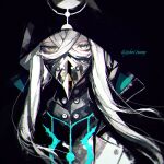  1boy asclepius_(fate) bangs fate/grand_order fate_(series) green_eyes hood koshika_rina long_hair looking_at_viewer male_focus mask upper_body white_hair 