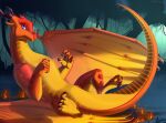  dragon female feral fire hi_res jungle looking_at_viewer lying_on_ground peril_(wof) raised_tail shido-tara skywing_(wof) solo spread_legs spreading wings_of_fire 