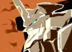  blue_eyes embers eva_01 from_side fusion gundam gundam_unicorn horns kuroiwa_cookie looking_ahead mecha neon_genesis_evangelion science_fiction single_horn smoke solo unicorn_gundam 