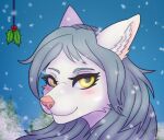  anthro blush canid canine canis deanwolfwood digital_media_(artwork) female icon mammal pink_nose snow solo white_body wolf 