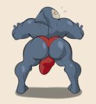  abs anthro back_muscles backsack balls big_butt blush bulge butt butt_focus clothing fin fish genitals hi_res indy_jaws looking_at_viewer looking_back male marine muscular muscular_anthro muscular_male red_clothing red_underwear redeyedgazer shark solo thong tight_underwear underwear video_games yo-kai_watch 