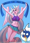  ! 2020 ? anthro avian banner beak cheerleader chrysalisdraws clothed clothing digital_media_(artwork) english_text european_mythology feathered_wings feathers female friendship_is_magic gallus_(mlp) greek_mythology hair hasbro hi_res hippogriff holding_object long_hair midriff multicolored_hair multicolored_tail my_little_pony mythological_avian mythology open_beak open_mouth purple_eyes silverstream_(mlp) text two_tone_hair url wings 