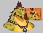  activision anthro collar dragon eye_patch eyewear green_body gunnar_(spyro) headshot_portrait hi_res horn looking_down male muscular muscular_anthro muscular_male polartoons portrait scales scalie solo spyro_reignited_trilogy spyro_the_dragon teeth thebluebear27 video_games 