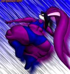  2004 anthro clothing female hair kazecat lagomorph leporid mammal rabbit solo thick_thighs violet_bunny 