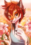 2021 5_fingers anthro breasts canid canine clothed clothing day detailed_background digital_media_(artwork) eyebrows eyelashes female fingers fox gaiawolfess looking_at_viewer malakhael mammal outside smile solo 