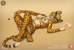  anthro areola blue_eyes bracelet cheetah claws felid feline female fur furry_rome gold_(metal) gold_jewelry jewelry julia_(vestina) mammal nipples simple_background smiling_at_viewer solo spots spotted_body spotted_fur text url vestina yellow_body yellow_fur 