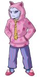  2019 alien alpha_channel clothing disney ducktales ducktales_(2017) female hands_in_pockets hoodie necktie not_furry pajamas penumbra_(ducktales) pockets relatedguy simple_background slippers solo topwear transparent_background 