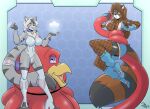  anthro brown_body brown_fur cybernetics cyborg digital_media_(artwork) fan_character felid feline fur grey_body grey_fur machine mammal procyonid raccoon robot stogiegoatarts sylvie tentacle_monster tentacles trish_kusanagi 