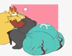  2020 3_toes 4_fingers anthro balls belly big_balls big_belly big_bulge big_penis boxers_(clothing) bulge chinese_text clothed clothing delphox feet fingers furniture genitals hand_on_stomach hi_res huge_balls huge_bulge huge_penis hyper hyper_balls hyper_bulge hyper_genitalia hyper_penis male nintendo penis pok&eacute;mon pok&eacute;mon_(species) sitting slightly_chubby solo starrfluff text toes tongue tongue_out tree_motif underwear underwear_only video_games 