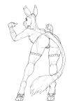  anthro anus bottomless butt clothed clothing ecmajor equid equine equustra female genitals hi_res hooves horizontal_pupils horn leaning leaning_forward leggings legwear mammal monochrome open_mouth pupils pussy solo tail_tuft thigh_highs tuft unicorn 