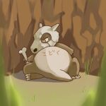  1:1 2006 belly biped bodily_fluids brown_body crying cubone detailed_background eyes_closed japanese_text kemono leopon low_res nintendo pok&eacute;mon pok&eacute;mon_(species) sitting slightly_chubby solo tears text video_games 