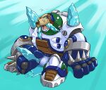  2007 anthro biped brown_body eyes_closed frost_walrus ice japanese_text kemono leopon machine male megaman_x robot sitting solo text 