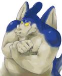  2006 anthro belly blue_body dragon dragon_ball giran horn humanoid_hands kemono leopon male overweight overweight_male solo wings 