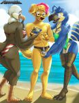  absurd_res anthro avian beach bikini breasts canid canine chastity_cage chastity_device clothing female freeda fureverick group hi_res male male/female mammal non-mammal_breasts phone photo reina seaside sun swimwear tbfm tommy_(tbfm) 