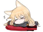  1girl :o animal_ears bangs blush chibi closed_eyes commentary_request dokomon eyebrows_visible_through_hair facing_viewer g41_(girls_frontline) girls_frontline hair_between_eyes hair_ornament highres korean_commentary long_hair parted_lips simple_background sleeping solo white_background zzz 