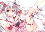  dress gray_hair kneehighs long_hair original tagme_(artist) twintails 